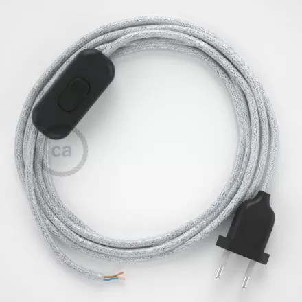 Creative Cables kapcsoló Lámpakábel, RL01 szikrázó fehér rayon 1,80 m. Ki a kapcsoló CABNTO452