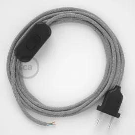   Creative Cables kapcsoló Lámpakábel, RL02 szikrázó ezüst rayon 1,80 m. Ki a kapcsoló CABNTO453