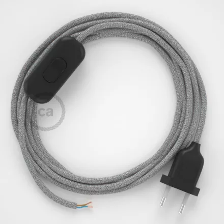 Creative Cables kapcsoló Lámpakábel, RL02 szikrázó ezüst rayon 1,80 m. Ki a kapcsoló CABNTO453