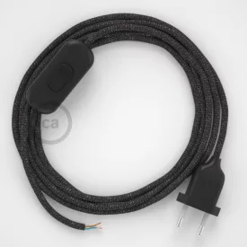   Creative Cables kapcsoló Lámpakábel, RL03 szikrázó szürke rayon 1,80 m. Ki a kapcsoló CABNTO455