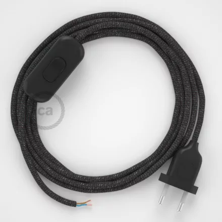 Creative Cables kapcsoló Lámpakábel, RL03 szikrázó szürke rayon 1,80 m. Ki a kapcsoló CABNTO455