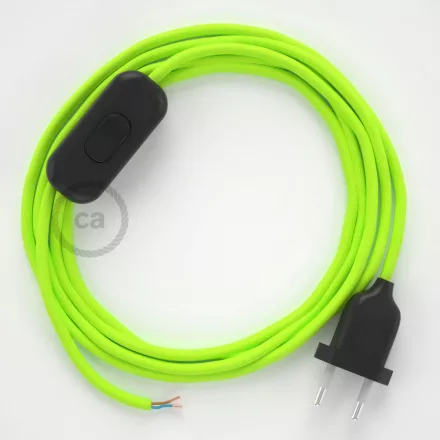 Creative Cables textil lámpakábel Lámpakábel, RF10 neon sárga műselyem 1,80 m. Ki a kapcsoló CABNTOGIF