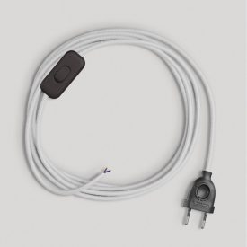   Creative Cables textil lámpakábel Lámpa vezetéke fehér pamut kábellel, 1,80 m CABNTORC01