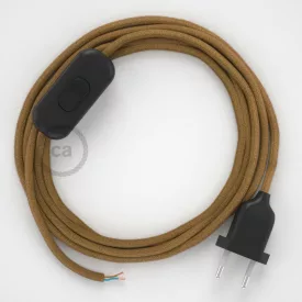   Creative Cables textil lámpakábel Lámpakábel, RC31 arany méz pamut 1,80 m. Ki a kapcsoló CABNTORC31