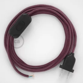   Creative Cables textil lámpakábel Lámpakábel, RC32 bordó pamut 1,80 m. Válassza ki a kapcsoló CABNTORC32