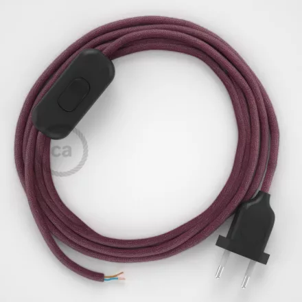 Creative Cables textil lámpakábel Lámpakábel, RC32 bordó pamut 1,80 m. Válassza ki a kapcsoló CABNTORC32