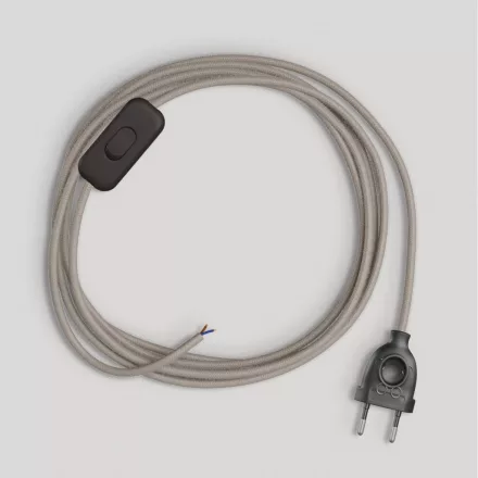 Creative Cables textil lámpakábel Lámpa vezetéke galambszürke pamut kábellel, 1,80 m CABNTORC43
