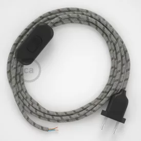   Creative Cables textil lámpakábel Lámpakábel, RD53 kéreg csíkos pamut és természetes lenvászon 1,80 m. CABNTORD53