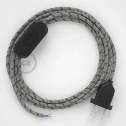 Creative Cables textil lámpakábel Lámpakábel, RD53 kéreg csíkos pamut és természetes lenvászon 1,80 m. CABNTORD53