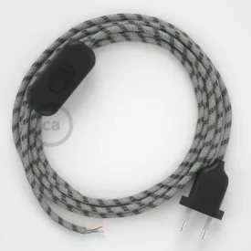   Creative Cables textil lámpakábel Lámpakábel, RD54 antracit csíkos pamut és természetes lenvászon 1,80 m. CABNTORD54