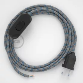   Creative Cables textil lámpakábel Lámpakábel, RD55 kék steward csíkos pamut és természetes lenvászon 1,80 CABNTORD55