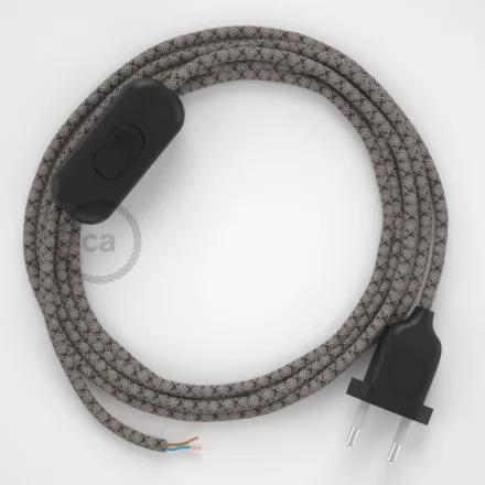 Creative Cables textil lámpakábel Lámpakábel, RD64 antracit gyémánt pamut és természetes lenvászon 1,80 m. CABNTORD64