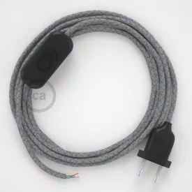  Creative Cables textil lámpakábel Lámpakábel, RD65 kék steward gyémánt pamut és természetes lenvászon 1,80 CABNTORD65