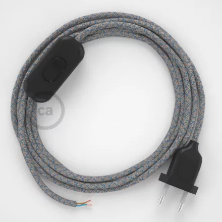 Creative Cables textil lámpakábel Lámpakábel, RD65 kék steward gyémánt pamut és természetes lenvászon 1,80 CABNTORD65