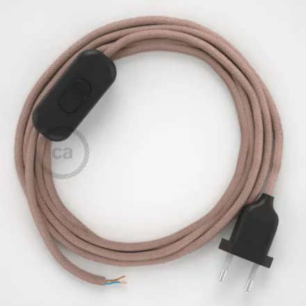 Creative Cables textil lámpakábel Lámpakábel, RD71 Ancient rózsaszín cikcakk pamut és természetes lenvászon 1,80 CABNTORD71