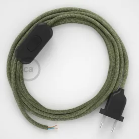   Creative Cables textil lámpakábel Lámpakábel, RD72 kakukkfű zöld csíkos pamut és természetes lenvászon 1,80 CABNTORD72