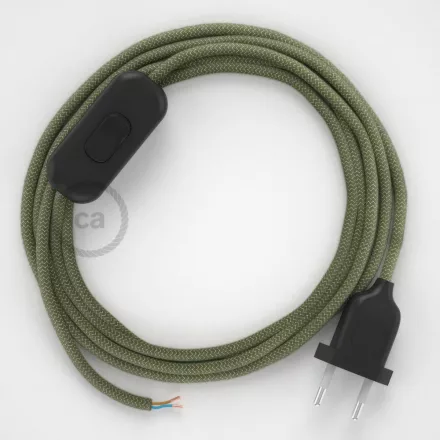 Creative Cables textil lámpakábel Lámpakábel, RD72 kakukkfű zöld csíkos pamut és természetes lenvászon 1,80 CABNTORD72
