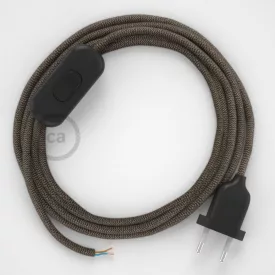   Creative Cables textil lámpakábel Lámpakábel, RD73 kéreg cikcakk pamut és természetes lenvászon 1,80 m. CABNTORD73