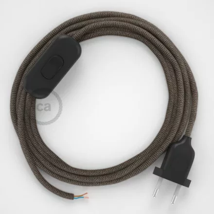 Creative Cables textil lámpakábel Lámpakábel, RD73 kéreg cikcakk pamut és természetes lenvászon 1,80 m. CABNTORD73