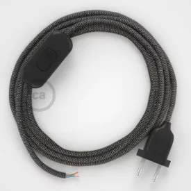   Creative Cables textil lámpakábel Lámpakábel, RD74 antracit cikcakk pamut és természetes lenvászon 1,80 m. CABNTORD74
