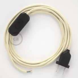   Creative Cables textil lámpakábel Lámpakábel, RM00 elefántcsont műselyem 1,80 m. Ki a kapcsoló és CABNTORM00