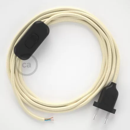 Creative Cables textil lámpakábel Lámpakábel, RM00 elefántcsont műselyem 1,80 m. Ki a kapcsoló és CABNTORM00