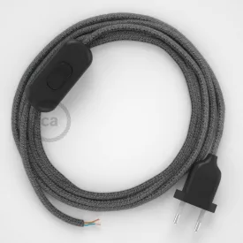   Creative Cables textil lámpakábel Lámpakábel, RS81 fekete pamut és természetes lenvászon 1,80 m. Ki CABNTORS81