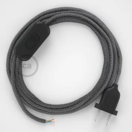 Creative Cables textil lámpakábel Lámpakábel, RS81 fekete pamut és természetes lenvászon 1,80 m. Ki CABNTORS81