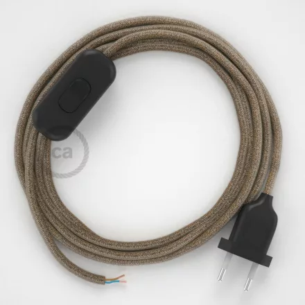 Creative Cables textil lámpakábel Lámpakábel, RS82 barna pamut és természetes lenvászon 1,80 m. Ki CABNTORS82