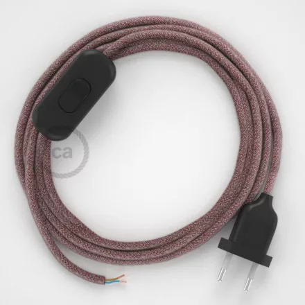 Creative Cables textil lámpakábel Lámpakábel, RS83 piros pamut és természetes lenvászon 1,80 m. Ki CABNTORS83