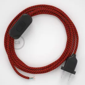   Creative Cables kapcsoló Lámpakábel, RT94 vörös ördög rayon 1,80 m. Ki a kapcsoló CABNTORT94
