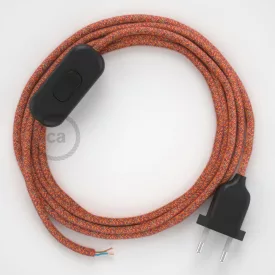  Creative Cables textil lámpakábel Lámpakábel, RX07 indiai nyár pamut 1,80 m. Ki a kapcsoló CABNTORX07