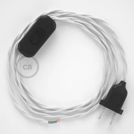 Creative Cables textil lámpakábel Lámpakábel, TC01 fehér pamut 1,80 m. Ki a kapcsoló és CABNTOTC01