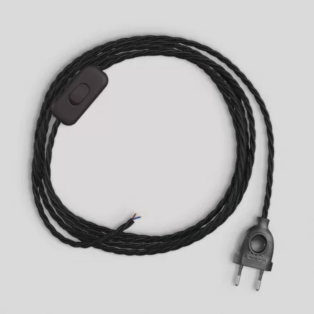 Creative Cables lámpakábel Lámpa vezetékezése fekete fonott kábellel 1,80 m CABNTOTC04