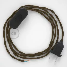   Creative Cables textil lámpakábel Lámpakábel, TC13 barna pamut 1,80 m. Ki a kapcsoló és CABNTOTC13