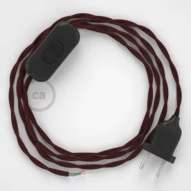   Creative Cables textil lámpakábel Lámpakábel, TM19 bordó műselyem 1,80 m. Ki a kapcsoló és CABNTOTM19