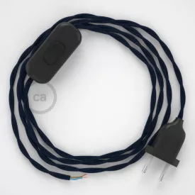   Creative Cables textil lámpakábel Lámpakábel, TM20 sötétkék műselyem 1,80 m. Ki a kapcsoló és CABNTOTM20