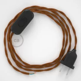   Creative Cables textil lámpakábel Lámpakábel, TM22 whisky műselyem 1,80 m. Ki a kapcsoló és CABNTOTM22