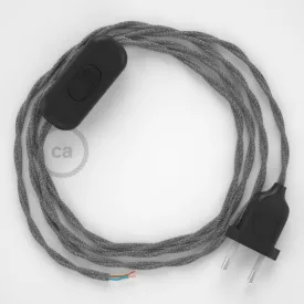   Creative Cables textil lámpakábel Lámpakábel, TN02 szürke természetes lenvászon 1,80 m. Ki a kapcsoló CABNTOTN02