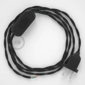   Creative Cables textil lámpakábel Lámpakábel, TN03 antracit természetes lenvászon 1,80 m. Ki a kapcsoló CABNTOTN03