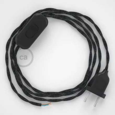 Creative Cables textil lámpakábel Lámpakábel, TN03 antracit természetes lenvászon 1,80 m. Ki a kapcsoló CABNTOTN03