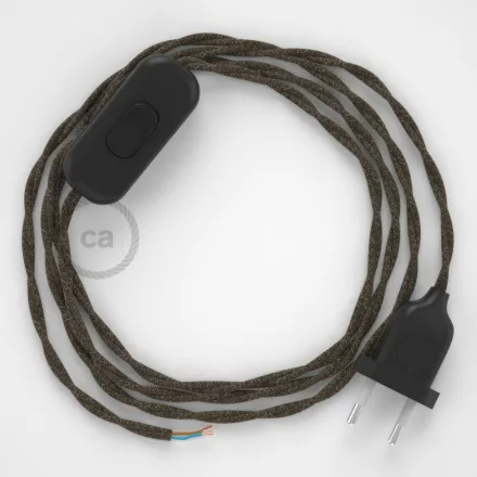 Creative Cables textil lámpakábel Lámpakábel, TN04 barna természetes lenvászon 1,80 m. Ki a kapcsoló CABNTOTN04