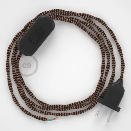 Creative Cables kapcsoló Lámpakábel, TZ22 fekete és whisky rayon 1,80 m. Ki a CABNTOTZ22