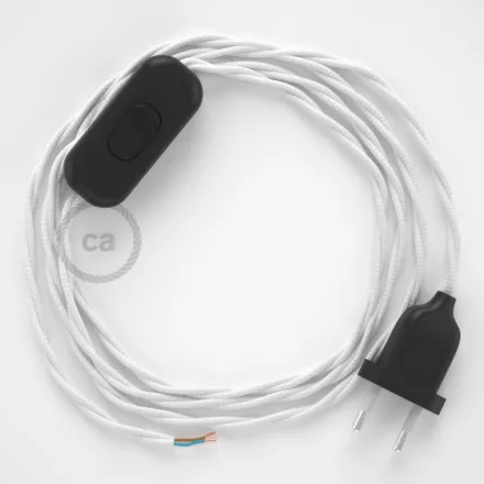 Creative Cables textil lámpakábel Lámpakábel, TM01 fehér műselyem 1,80 m. Ki a kapcsoló és CABNTR003