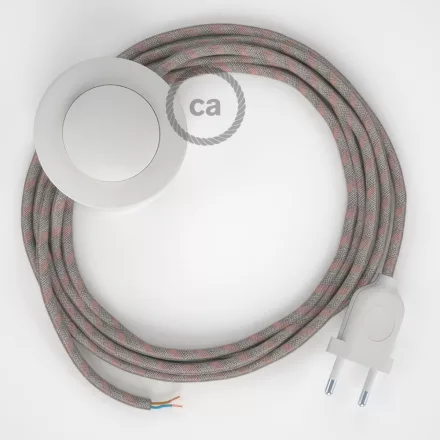 Creative Cables textil lámpakábel Vezetékelés Talapzat, RD51 Ősi rózsaszín csíkos pamut és természetes lenvászon CABPBTORD51