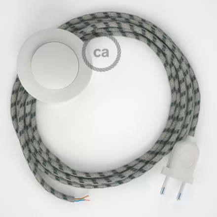 Creative Cables textil lámpakábel Vezetékelés Talapzat, RD54 antracit csíkos pamut és természetes lenvászon 3 CABPBTORD54