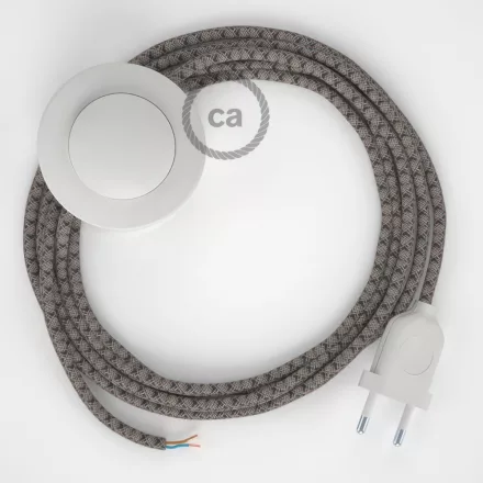 Creative Cables textil lámpakábel Vezetékelés Talapzat, RD64 antracit gyémánt pamut és természetes lenvászon 3 CABPBTORD64
