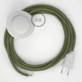   Creative Cables textil lámpakábel Vezetékelés Talapzat, RD72 kakukkfű zöld csíkos pamut és természetes lenvászon CABPBTORD72