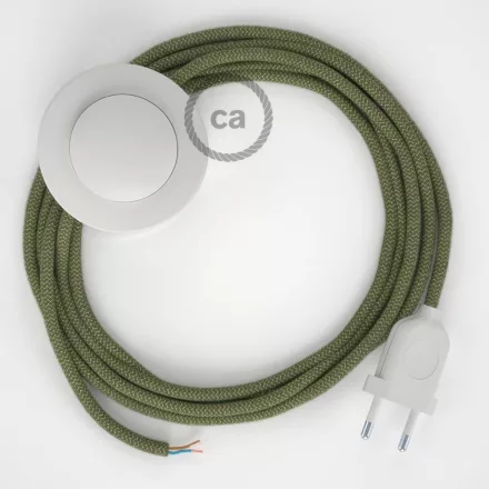 Creative Cables textil lámpakábel Vezetékelés Talapzat, RD72 kakukkfű zöld csíkos pamut és természetes lenvászon CABPBTORD72