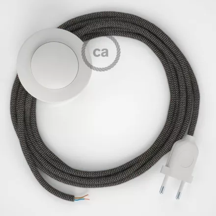 Creative Cables textil lámpakábel Vezetékelés Talapzat, RD74 antracit ZigZag pamut és természetes lenvászon 3 CABPBTORD74